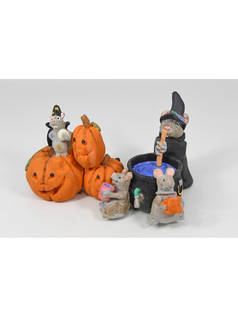 Halloween Witch Wizard Rat Enesco Mouse House Miniature Figures Vintage 1980s